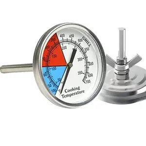 Large Dial 3inch High Temperature Bimetal Bimetallic Meat Grill Thermometer For Outdoor Cooking BBQ