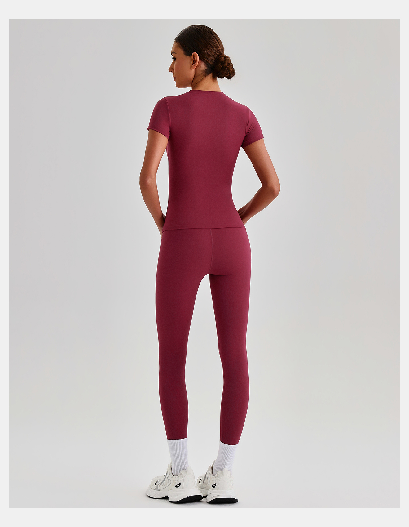 Women Casual Workout Set 2pcs Sports Wear Yoga Outfit Short Sleeve T-shirt Top High Waist Yoga Leggings Running Gym Fitness Sets