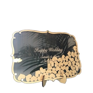 Libro de invitados con corazón de madera, corte láser, para <span class=keywords><strong>boda</strong></span>, <span class=keywords><strong>2022</strong></span> - Product Image 1