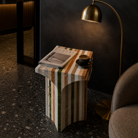 Table d'appoint en mosaïque de marbre naturel multicolore |   Table d'appoint artisanale avec incrustation de pierre |   Meubles de salon et de chambre à coucher modernes et luxueux