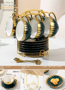 Ensemble tasse et soucoupe en céramique de style luxe moderne, processus de placage <span class=keywords><strong>or</strong></span>, idéal pour les mariages et les fêtes de déménagement - Product Image 4