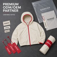 Ensemble de survêtement technique en nylon blanc crème pour hommes, avec logo personnalisé, fermeture éclair contrastante rouge, coupe-vent deux pièces, OEM