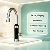 Robinet intelligent électrique vertical en acier inoxydable à chauffage instantané avec affichage LED, poignée latérale et commande manuelle 110V pour camping-car et usage domestique