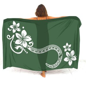 高品質カスタムレディースサマーエスニックスタイルビーチラヴァラヴァサロングフラワーフィジーポリネシアントライバルプリントサロングショールスカーフ - Product Image 5