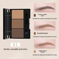 Palette de poudre à sourcils mate 3 couleurs, marque privée, imperméable, résistante à la transpiration, multi-usages, kit de maquillage pour le contour des sourcils avec pinceau, cosmétiques