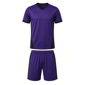 Conjunto de Camiseta de Fútbol para Hombre, Manga Corta, Cuello en V, Degradado Azul y Blanco, Absorbe la Humedad, 100% Poliéster, Corte Regular para Adultos - Product Image 1