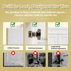 White Shaker Bedroom <b>Vanity</b> Cabinet Ready To Assemble | Makeup <b>Vanity</b> Cabinet For Projects| Dressing <b>Table</b> Cabinet With Drawers - Product Image 3