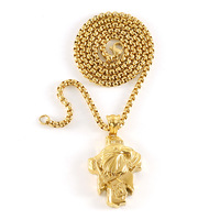 Kalung Hip-Hop baja tahan karat pria, Kalung hiphop baja Titanium gaya Eropa dan Amerika 18K mendominasi
