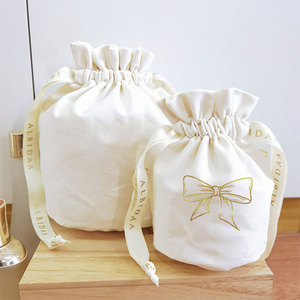 Reusable Eco-Friendly Small Multifunction <b>Folding</b> Canvas <b>Bag</b> with Drawstring and Rope Handle for Storage - Product Image 5
