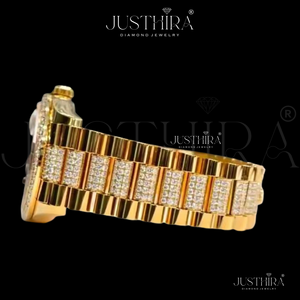 Montre-bracelet de luxe en quartz avec diamants Moissanite pour femme, en acier inoxydable or rose, disponible à la vente – Fournisseur indien - Product Image 2