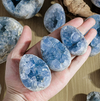 Geoda de Cianita Natural en Forma de Huevo, Cristal Decorativo, Escultura, Adorno de Celestita Azul, Regalo al por Mayor, Decoración