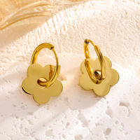Ensemble de bijoux fleur porte-bonheur avec fermoir à bascule chaînes trombone collier en acier inoxydable plaqué or 18 carats bracelet boucles d'oreilles