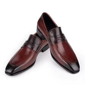 High Quality Men's Formal Shoes Handmade Custom Loafers Square Toe Stylish Party Wedding Leather Shoes Height Increasing <b>Autumn</b> - Product Image 1