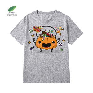 T-shirt da <span class=keywords><strong>uomo</strong></span> in cotone 100% all'ingrosso 250 grammi di zucca di Halloween stampata abbigliamento a maglia con Logo personalizzato a maniche corte - Product Image 6