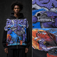Sweat-shirt à capuche zippé personnalisé avec impression graphique intégrale pour homme, streetwear oversize, imprimé The Dream, style hip-hop, en coton