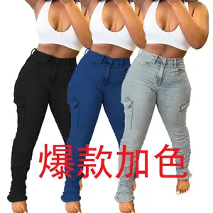 Dy6916, модные джинсы-карго с плиссированными карманами и низкой посадкой