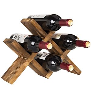 Estante para Vino de <span class=keywords><strong>Madera</strong></span> Marrón Rústico para <span class=keywords><strong>Encimera</strong></span> - Estilo Rústico Campestre, Almacenamiento Compacto para Cocina, Bar, Comedor - Product Image 1