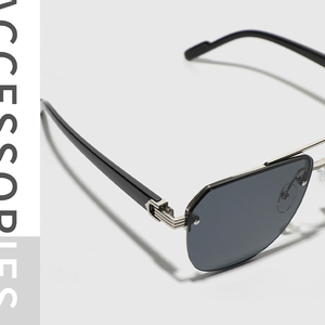 Lunettes de soleil œil de chat tendance 2026 pour femmes, protection UV400, lunettes de pilote de haute qualité, lunettes de soleil rétro carrées sans monture en métal pour hommes - Product Image 2