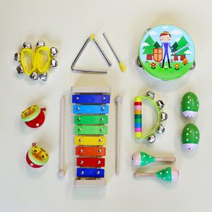 Wholesale Wooden Percussion <b>Instrument</b> Set With Xylophone Maraca Tambourine Castanet For Kids <b>Music</b> Education And Play - Product Image 2