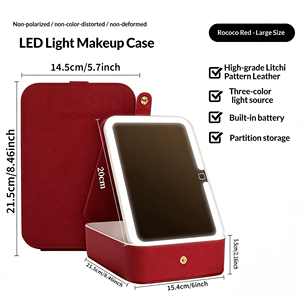 Mini Portable Foldable <strong>Makeup</strong> Case LED Lighted Single-Sided <strong>Mirror</strong> Compact Cosmetic Storage Bag for Purse Travel Quick <strong>Makeup</strong> - Product Image 3