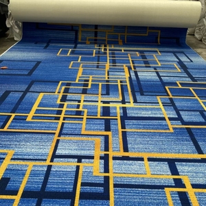 Rollo de alfombra de pasillo de Hotel comercial moderno personalizado, patrón de pila de bucle de corte de estilo clásico, impreso de pared a pared para uso doméstico - Product Image 3