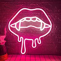 Enseigne néon LED personnalisée Lèvres de vampire - Montable au mur, étanche IP67 |   Décoration de photomaton Bluetooth pour fête d'Halloween dans une bar caravane ou une chambre