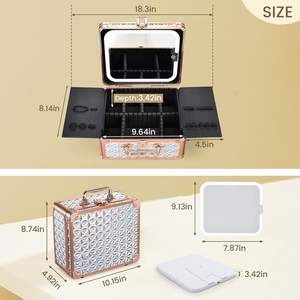 Estuche de <span class=keywords><strong>Maquillaje</strong></span> Portátil con Espejo LED Magnético, Organizador de Brochas con Divisores, Maleta de Cosméticos de Viaje - Product Image 3