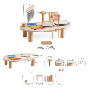 Set di giocattoli musicali multifunzione in legno Montessori prima educazione sensoriale scocca del vento tamburo xilofono <span class=keywords><strong>Woodblock</strong></span> KidsTeaching Aid - Product Image 2