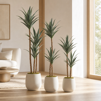 Plante artificielle Yucca moderne personnalisée en PE, toucher réel, 3 tiges, pour décoration de salon, plante d'intérieur en pot