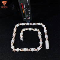 Luxe TwoTone 10mm Perle Boule Chaîne Rappeur Collier Or Rose Hommes Hip Hop Bijoux 925 Argent Glacé VVS Moissanite Diamant Cadeau