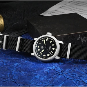 San Martin Men <b>Watch</b> 40mm Simple Pilot Style Bead Blasted Steel Automatic <b>Mechanical</b> <b>Watches</b> Waterproof 10Bar C3 Luminous SN0143 - Product Image 5