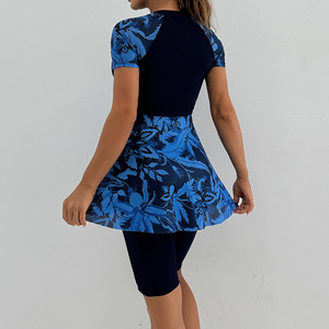<span class=keywords><strong>Maillot</strong></span> de bain <span class=keywords><strong>2</strong></span> pièces à manches courtes pour <span class=keywords><strong>femme</strong></span>, motif floral, avec shorty intégré - Product Image 6