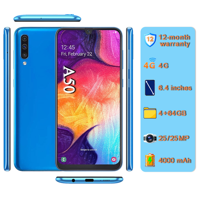 Wholesale High Quality Original Mobile Phones A50 64GB[25MP Camera] Unlocked 4G Smartphone A50