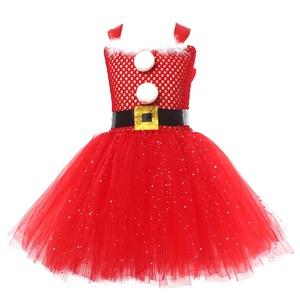 Disfraz de Papá Noel para Niñas, Vestido de Princesa de Tul para Fiesta, Vestido de Tutú Rojo Brillante para Navidad, Traje para Actuación en Escenario - Product Image 1