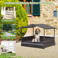 Nichoir pour chien en rotin résistant aux intempéries, pour intérieur et extérieur, lit surélevé pour chiot, abri pour chien pour le jardin