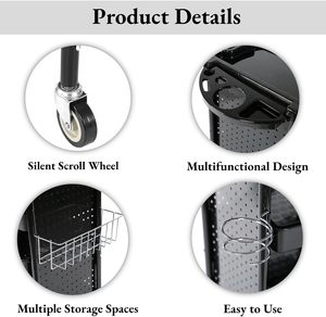 New Plastic Hair Salon <b>Trolley</b> Stainless Steel Beauty Barber Rack Hairdressing Cart for Spa Workshop Bedroom Barber Living Room - Product Image 4