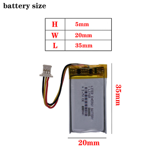 <span class=keywords><strong>3.7V</strong></span> 400mAh <span class=keywords><strong>502035</strong></span> Şarj Edilebilir Polimer Lityum İyon Lipo Pil, 3 Pinli Konnektörlü, UN38.3 IEC62133 MSDS Onaylı - Product Image 2