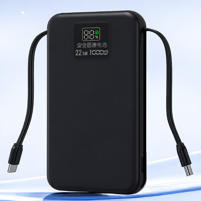 Portable 22.5W Power Bank safety Solid State Battery PD QC3.0 10000mah with Build in Cables External Power Station