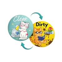 Magnet Pencuci Piring Besar 9CM, Desain Bolak-Balik Dua Sisi, Motif Kucing Kartun Lucu, Tanda Dapur, Dapat Digunakan Kembali, Tahan Air, Tahan Lama