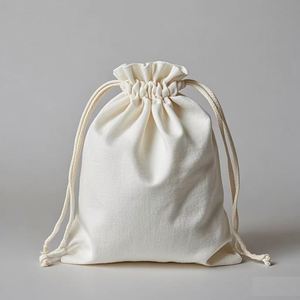 Natural 100% Eco Friendly Beige Cotton <b>Drawstring</b> <b>Bag</b> With Logo Brand Printed for Gift Small Dust Pouch Custom Logo - Product Image 1