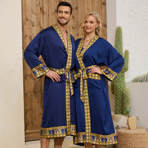 <span class=keywords><strong>Peignoir</strong></span> de luxe <span class=keywords><strong>en</strong></span> <span class=keywords><strong>satin</strong></span> pour <span class=keywords><strong>homme</strong></span>, style baroque, manches longues, idéal pour l'été, WP3403 - Product Image 4