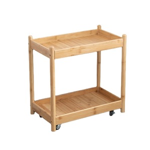 Mesa auxiliar con ruedas, mesita de noche móvil de madera maciza, mesa auxiliar pequeña, carrito de almacenamiento estilo wabi-sabi - Product Image 5