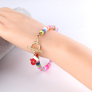 Pulsera de Arcilla Polimérica Colorida con Dije de Campana Navideña, Joyería Unisex para Regalo - Product Image 3