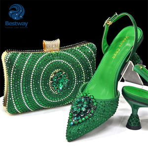 Bestway <span class=keywords><strong>Chaussures</strong></span> à Talons Hauts Personnalisables pour Femmes, Ensemble Sac et <span class=keywords><strong>Chaussures</strong></span> de Luxe à Strass pour <span class=keywords><strong>Mariage</strong></span>, Soirée, Fête - Product Image 2