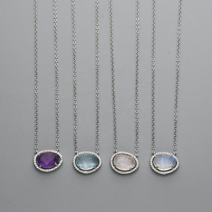 SS228 טבעי ריפוי קריסטל סטרלינג כסף מונסטון שרשרות תכשיטי סטים לנשים - Product Image 4