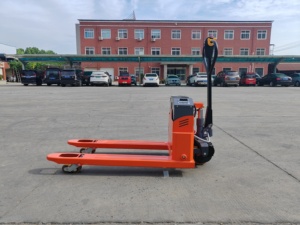 Chariot élévateur électrique 2T à commande manuelle, pneus pleins, couleur orange, utilisation en intérieur, usine de fabrication - Product Image 2
