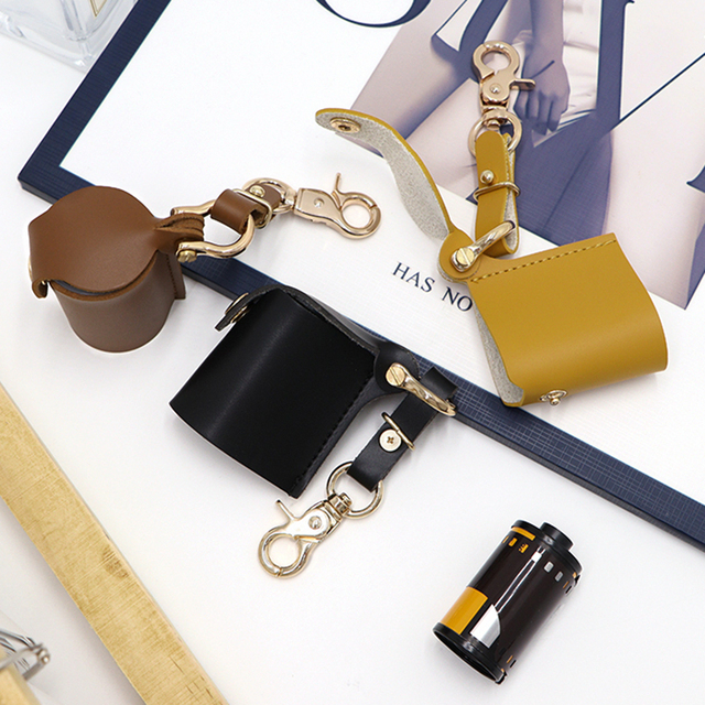 WJ Durable PU Leather Vintage Camera Film Holster with Roll Film Storage Case and Keychain for Digital Photography