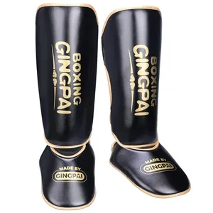 GINGPAI Gants MMA en cuir pour enfants Protège-tibias Équipement de combat de protection pour la boxe Muay Thai Kickboxing Entraînement aux arts martiaux - Product Image 2