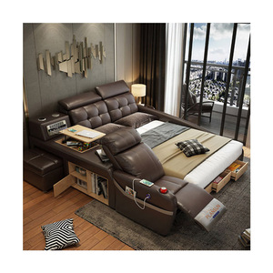 Practical Multi Functional Save Space Leather Bed Room Smart Storage Wall Bed Massage Tables & Beds For Bedroom Furniture Set
