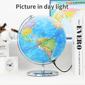 Mappa del mondo illuminata da 8 pollici con costellazione e globo rotante in PVC di plastica in metallo per educazione geografica del globo terrestre per la decorazione di home office - Product Image 5